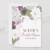 Invitations de douche nuptiale violet blanc (Dos)
