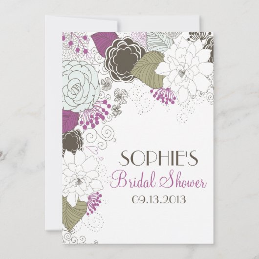 Invitations de douche nuptiale violet blanc (Dos)