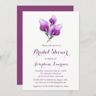 Invitations de douche nuptiale violette Calla Lily