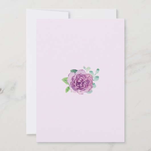 Invitations de douche nuptiale violette Rose (Dos)