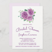 Invitations de douche nuptiale violette Rose (Devant / Derrière)