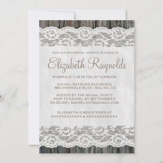 Invitations de douche nuptiale Western Tree Bark (Devant)