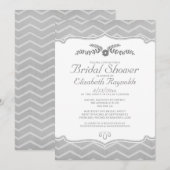 Invitations de douche nuptiale Zigzag noir et blan (Devant / Derrière)