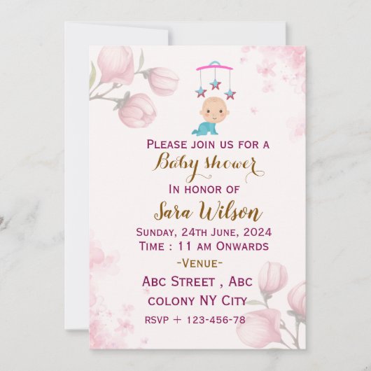 Invitations de douche pour bébé (Devant)