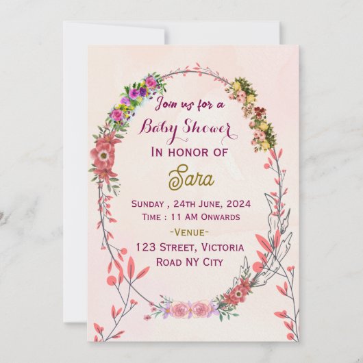 Invitations de douche pour bébé (Devant)