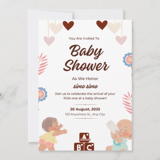 Invitations de douche pour bébé (Dos)