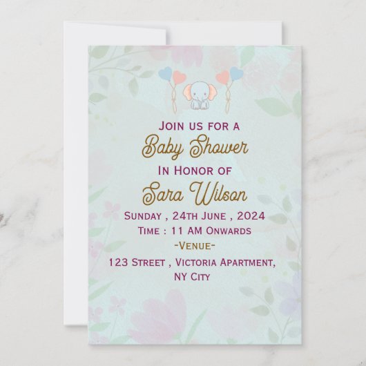 Invitations de douche pour bébé (Devant)
