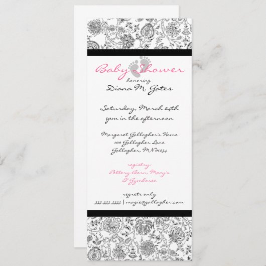 Invitations de douche pour bébé (Devant / Derrière)