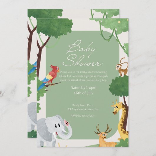 Invitations de douche pour bébé (Devant / Derrière)