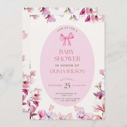 Invitations de douche pour bébé (Devant / Derrière)