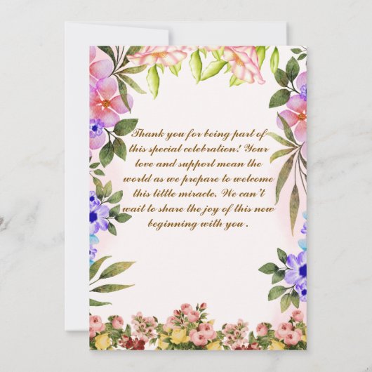 Invitations de douche pour bébé (Dos)