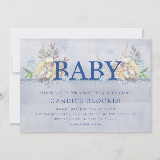 Invitations de douche pour bébé | Angel Baby (Devant)