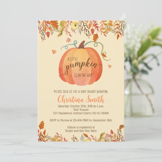 Invitations de douche pour bébé automne - Un petit (Debout devant)