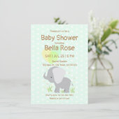 Invitations de douche pour bébé avec éléphant à la (Debout devant)