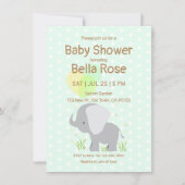 Invitations de douche pour bébé avec éléphant à la (Devant)