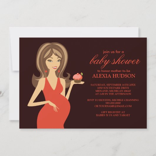 Invitations de douche pour bébé {Brown} (Devant)