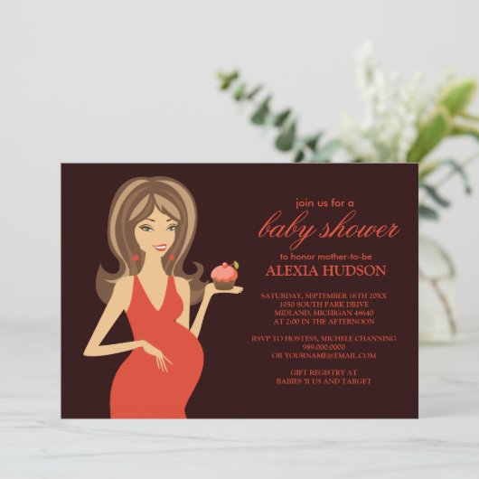 Invitations de douche pour bébé {Brown} (Debout devant)