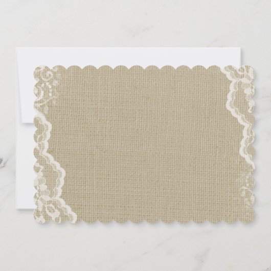 Invitations de douche pour bébé Burlap et dentelle (Dos)