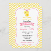 Invitations de douche pour bébé canard (Chevron ja (Devant / Derrière)