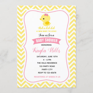 Invitations de douche pour bébé canard (Chevron ja