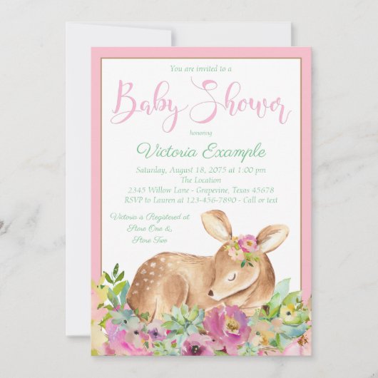 Invitations de douche pour bébé cerf (Devant)