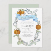 Invitations de douche pour bébé citrouille automne (Devant / Derrière)