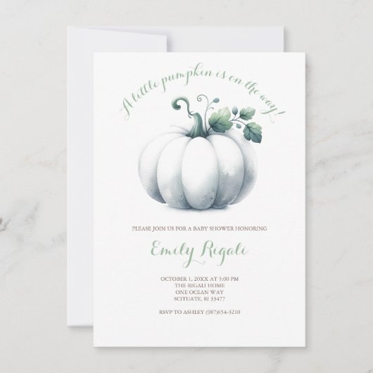 Invitations de douche pour bébé Citrouille neutre (Devant)