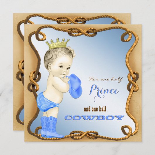 Invitations de douche pour bébé Cowboy (Devant / Derrière)