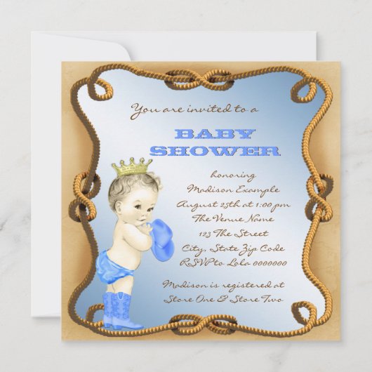 Invitations de douche pour bébé Cowboy (Dos)