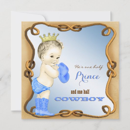 Invitations de douche pour bébé Cowboy (Devant)