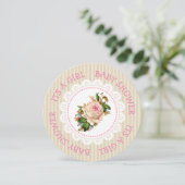 Invitations de douche pour bébé de la fille rose v (Debout devant)