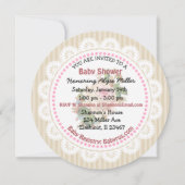 Invitations de douche pour bébé de la fille rose v (Dos)