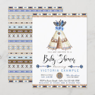 Invitations de douche pour bébé de la tribu Teepee