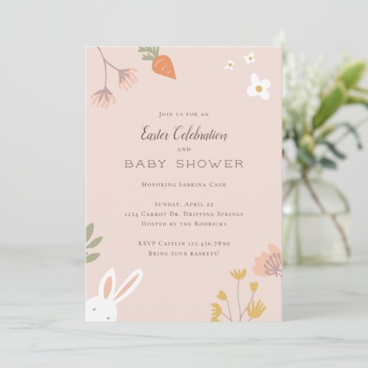 Invitations de douche pour bébé de Pâques (Debout devant)