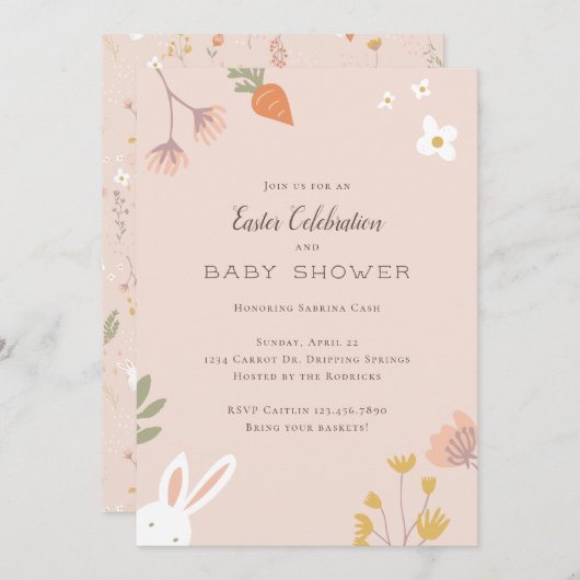 Invitations de douche pour bébé de Pâques (Devant / Derrière)