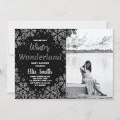 Invitations de douche pour bébé d'hiver Black Silv (Devant)