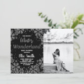 Invitations de douche pour bébé d'hiver Black Silv (Debout devant)