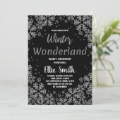 Invitations de douche pour bébé d'hiver Black Silv (Debout devant)