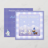 Invitations de douche pour bébé d'hiver Fox Bunny  (Devant / Derrière)