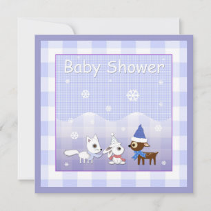 Invitations de douche pour bébé d'hiver Fox Bunny 