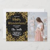 Invitations de douche pour bébé d'hiver Golden Bla (Devant)
