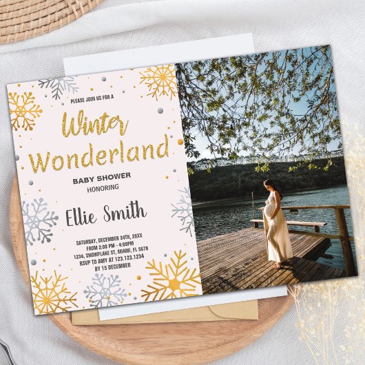 Invitations de douche pour bébé d'hiver Golden Sno