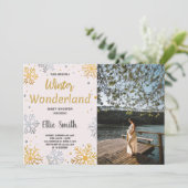 Invitations de douche pour bébé d'hiver Golden Sno (Debout devant)