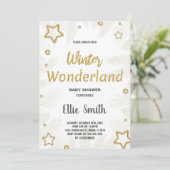 Invitations de douche pour bébé d'hiver Golden Sta (Debout devant)