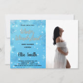 Invitations de douche pour bébé d'hiver Photo bleu (Devant)