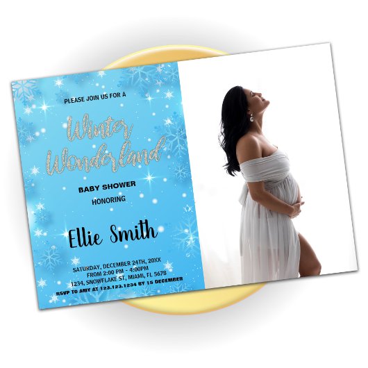 Invitations de douche pour bébé d'hiver Photo bleu