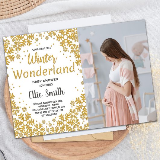 Invitations de douche pour bébé d'hiver Photo d'or