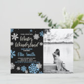 Invitations de douche pour bébé d'hiver Photo noir (Debout devant)