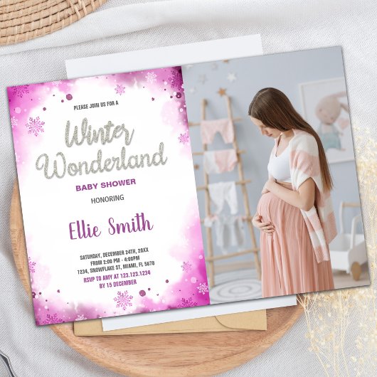 Invitations de douche pour bébé d'hiver Pink Cloud