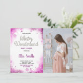 Invitations de douche pour bébé d'hiver Pink Cloud (Debout devant)